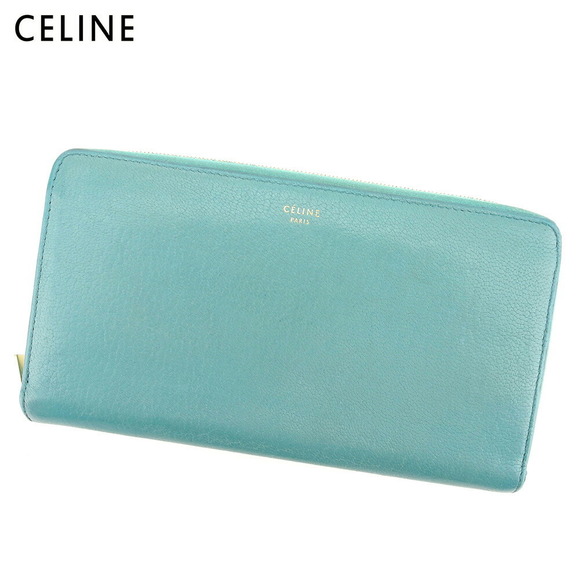 Celine leather Wallet long Zip beige accessory green - Picture 1 of 6